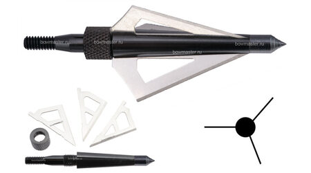 купите Наконечники охотничьи Man-kung MK-3BAL фиксированные, 100 гран, 3 лезвия (3 шт.) в Твери