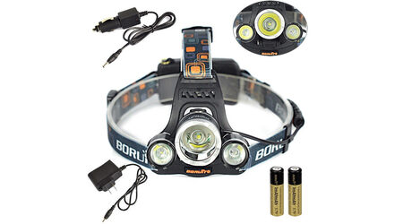 купите Светодиодный налобный фонарь Boruit HL-720 (Cree XML T6 + 2 Q5) 2200 люмен в Твери