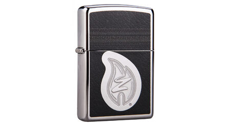 купите Зажигалка Zippo 28800 Leather Stitching with Z Flame High Polish Chrome (зеркальный хром, тиснение кожей, гравировка пламени Зиппо) в Твери